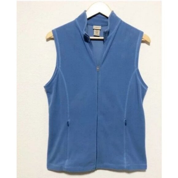 L.L. Bean Womens Blue Fleece Vest M-REG Polyester Zip Front Sleeveless - Picture 1 of 4